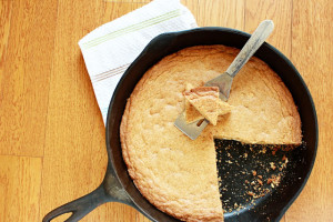 A delicious buttery, cookie loaded with white chocolate chips, this White Chocolate Skillet Cookie is made for sharing.