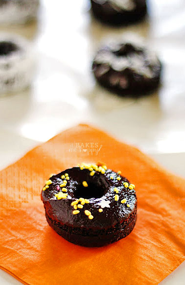Baked Miniature Dark Chocolate Donuts