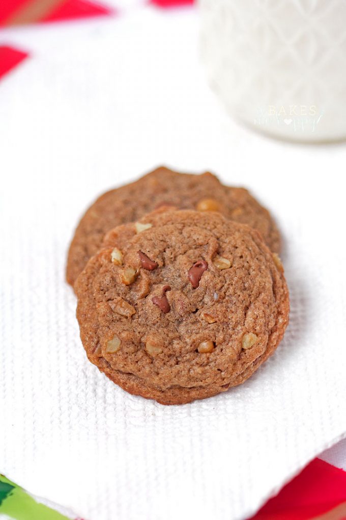 Chewy Chocolate Pecan Cookies are soft, chewy chocolate cookies studded with miniature chocolate chips, pecans and white chocolate.