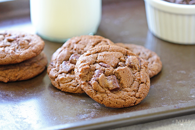 Rich Chewy Double Chocolate Chunk Cookies are soft chocolate cookies, loaded with chocolate chunks