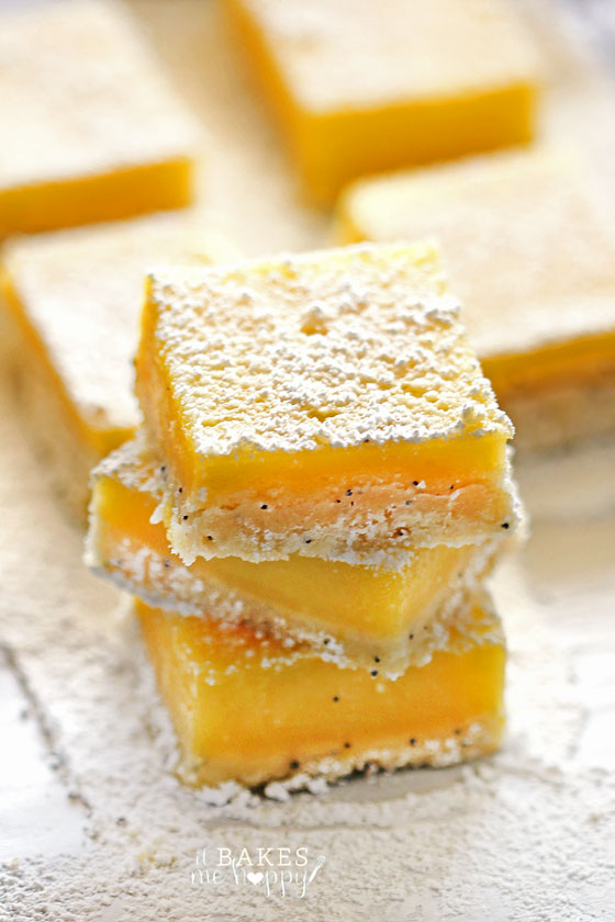 Fresh lemon is paired with a tender poppy seed crust in these irresistibly delicious, citrus packed Lemon Poppy Seed Bars.