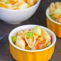 This light and tasty Chickpea Pasta Salad combines chickpeas, pasta, green peppers, cucumbers, tomatoes and onions; it makes a great side dish to any meal!