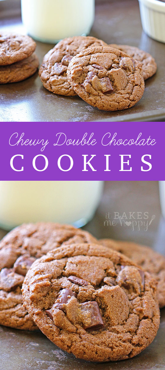 Chewy Double Chocolate Chunk Cookies - It Bakes Me Happy